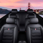 Car Seat Cover 7 Seats for Hyundai Palisade 2020-2025, Durable Wear Resistant Waterproof Sport Seat Cover, Breathable No Odor Premium Leather Vehicle Seat Covers.(Luxury,Black White)