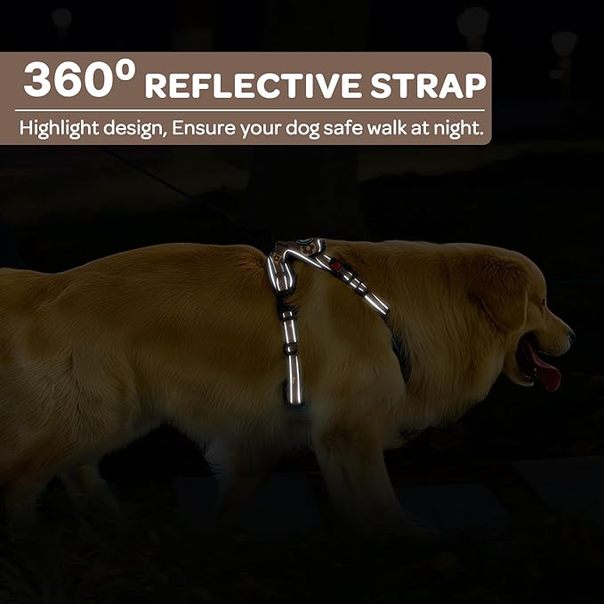 FURRYFECTION Plaid Dog Harness for Small Dogs, Reflective No Pull Adjustable Pet Vest with Front Clip, Leash, Easy Control Handle and Seat Belt, Dark Brown, S