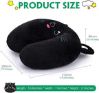 H HOMEWINS Travel Pillow for Kids,Cute Animal Neck Pillow for Boys Girls,Soft Neck Head Chin Support Pillow,Travel Accessories for Airplane, Car, Train,Recline (Black cat)