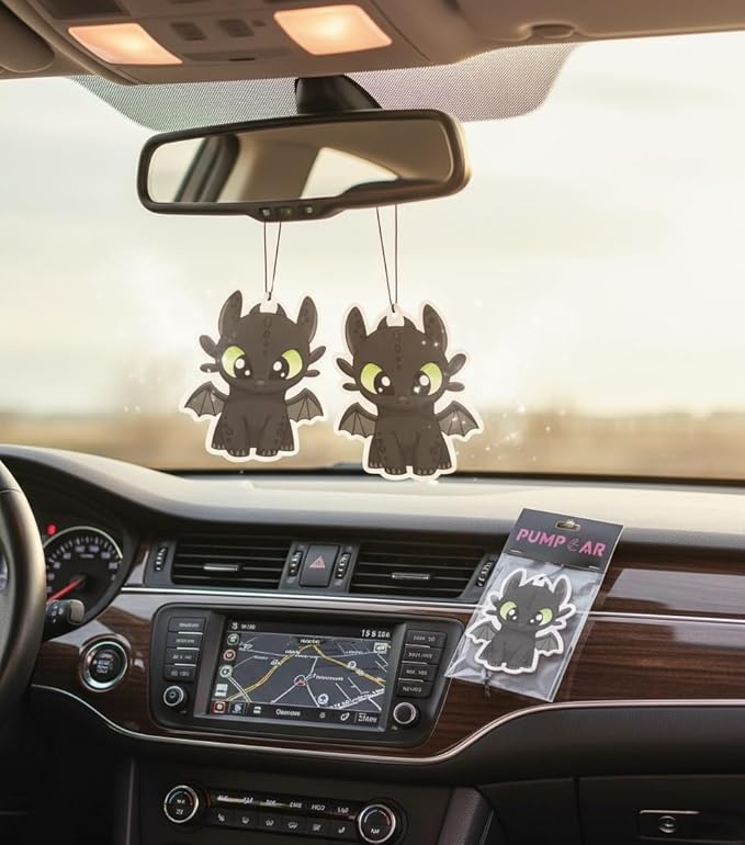 PumpCar 2 pieces toothless double-sided hanging cartoon cherry-scented funny car air freshener Cool hanging for rearview mirror Interior Accessories Gifts