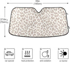 Leopard Cheetah White Car Windshield Sun Shade Foldable UV Ray Sun Visor Protector Sunshade to Keep Your Vehicle Cool (55" x 27.6")