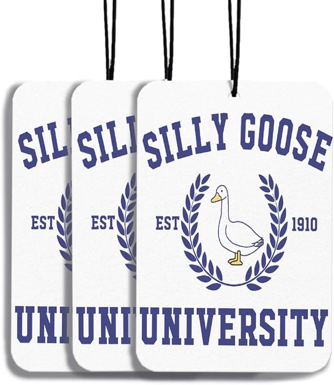 Silly Goose Funny Car Air Fresheners Hanging Funny Duck Car Interior Accessories 3Pcs, Vintage Goose University EST1910 Fun Cars Rear View Mirror Decor Funny Gifts for Women Men(Real)