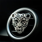 Bling Rhinestone Leopard Head Car Air Freshener Vent Clip, Sparkly Cheetah Print Auto Decoration, Refillable Essential Oil Diffuser, Cute Car Accessories for Women