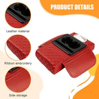 Car Armrest Cushion, 5-in-1 Nappa Leather Vehicle Centre Console Cover with 2 Storage Pockets, Cup Phone & Phone Holder, Multifunctional Auto Organiser Accessories, Universal Fit (Wine Red)