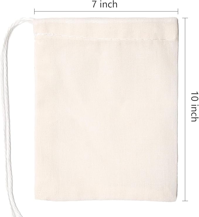 Cotton Bags Muslin Bags Sachet Bag for Home Supplies (7x10 Inch 10 Pack)