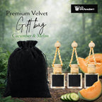 Gift Paradise® Cucumber Water & Melon Hanging Car Air Freshener Set of 3 (10 ml Each) – Long-Lasting Fragrance Oil Diffuser for Car, Home & Office | Velvet Gift Bag Included | Holiday Gift Set