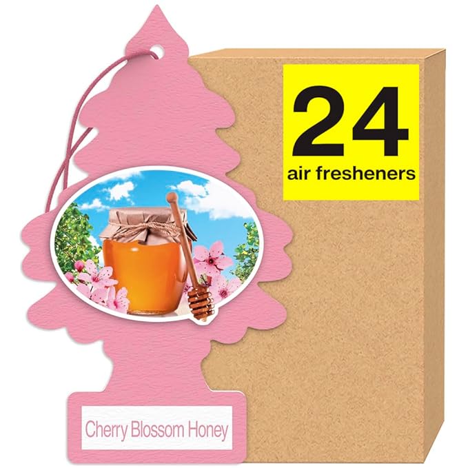 LITTLE TREES Car Air Freshener | Hanging Tree Provides Long Lasting Scent for Auto and Home | 24 Air Fresheners |Cherry Blossom