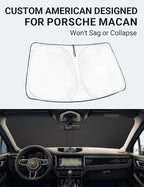 Proadsy Front Windshield Sun Shade Foldable Sunshade Protector for 2014-2025 2026 Porsche Macan SUV Sun Visor Blocks UV Rays Keep Car Cooler Accessories