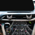 Goth Car Accessories,2pcs Bling Angel Wings Skull Car Air Fresheners Vent Clips,Silver Spooky Skeleton Decor for Teens,Horror Dashboard Decorations,Refillable Diffusers