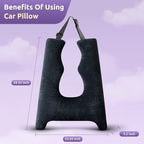 Car Pillow for Kids Travel Pillow with Adjustable Strap,Children Neck Pillow for Car Headrest to Support Head and Body Road Trip Essentials (Dark Black)