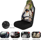 Penguin Front Car Seat Cover 2 Pcs Cute Automobile Front Seat Covers Anti-Slip Back Fabric Protection Interior Accessories Universal Fit for Most Cars SUVs and Sedans