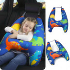 Travel Pillow Car Cushion for Kids 6 Years Old+ Shoulder Neck Back Support & Seat Belt Comfort, Road Trip Cozy Sleeping Gift for Young Travelers, Parents, Families, Baby Shower (Dinosaur Blue)