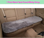 OGLAND Fluffy Genuine Sheepskin Car Back Seat Cover for Auto Fuzzy Interior Accessories with Soft Wool Eco-Friendly Natural Fur Non-Slip (Misty Gray, Back)