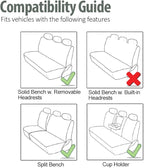 FH-PU002-1010 Classic Exquisite Leather Bench Seat Covers, Split Bench, Solid Black color