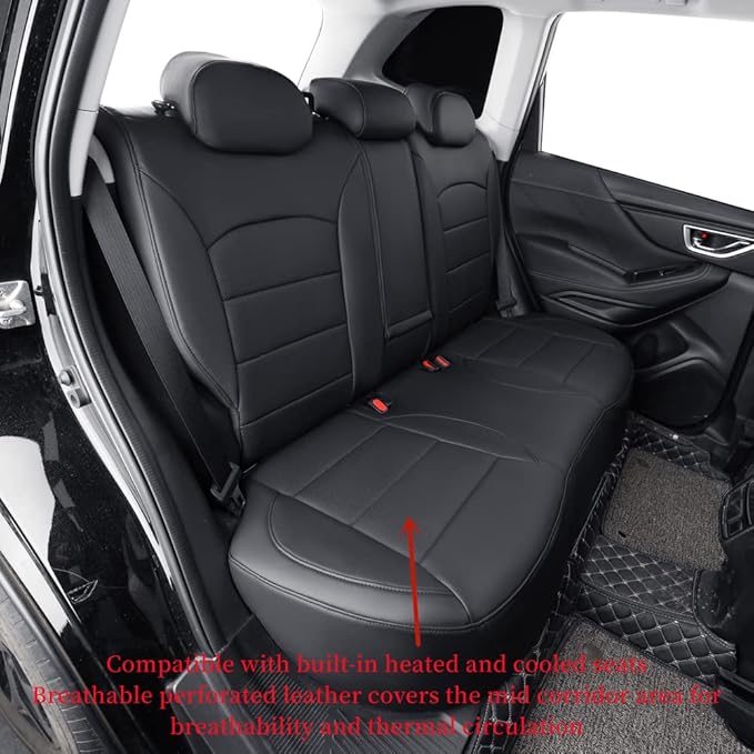 coverdream Forester Leather Seat Covers Custom Fit for 2019-2024 Subaru Forester SUV Seat Cushion,Fully Covered,Airbag Compatible Waterproof Car Seat Protector (Full Set,Black)