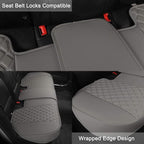 Black Panther Luxury PU Leather Rear Car Seat Cover, Compatible with Most Vehicles, Adjustable Length 49-55'', Diamond Pattern Embroidery (Gray)