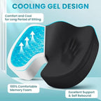 Seat Cushion – Memory Foam, Non-Slip Orthopedic Coccyx Support Pad for Office Chairs, Car Seats & Home, Ergonomic Tailbone, Sciatica & Lower Back Pain Relief