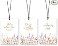 Lacama Pink Christian Car Air Freshener 3Pcs, Floral Wildflower Christian Bible Verse Hanging Air Freshener for Cars Closet Drawer Books, Cute Religious Car Accessories Mirror Decor for Women