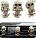 Car Air Freshener Vent Clips 3-Pack Beige Resin Skull Design Aromatherapy Diffuser