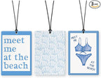 Lacama Blue Preppy Beach Car Air Freshener 3Pcs, Retro Meet Me at the Beach Seashell Cars Scents Air Freshener for Women Girls Gifts, Preppy Car Accessories Interior Mirror Decor Hanging