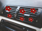 6pcs Colorful Daisy Flower Car Air Vent Clips, Car Air Outlet Freshener Clip for Auto Interior Decoration Accessories (Red)