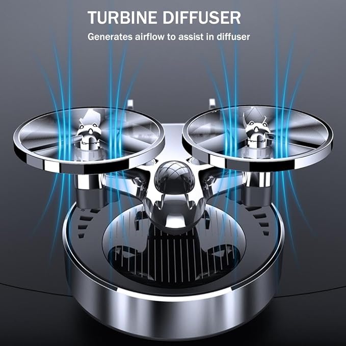 Solar Energy Auto Rotating Air Freshener Diffuser With Fragrance, Aromatherapy Essential Oil Scent Car Decoration Interior Accessories for Home Office (Silvery)