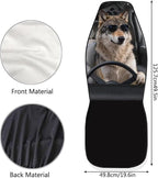 Wolf Car Front Seat Covers Anti-Slip Car Seat Covers for Front Seats Elastic Polyester Cool Auto Interior Accessories 2 Pcs Set Universal Fit for Most Cars,Sedans & SUVs
