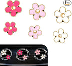 6 PCS Daisy Car Air Vent Clips, Flower Fresh Style Air Conditioning Diffuser, Alloy Anti-rust Straight Outlet Ornament, Dashboard Decoration Accessory for Most Cars (Multicolored)