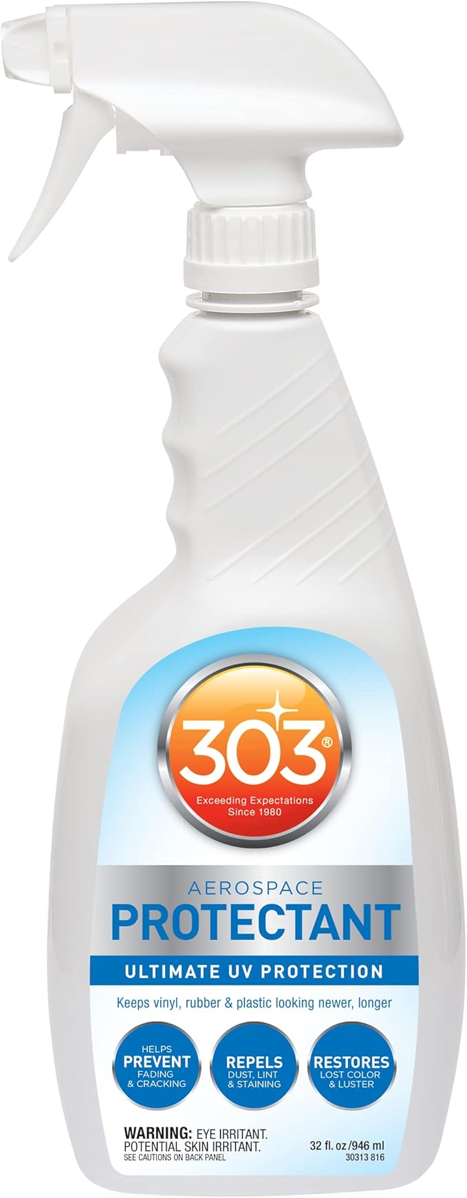 303 Products Aerospace Protectant Spray, UV Protection, Repels Dust, Dirt, & Staining, Matte Finish, Restores Like-New Appearance, Outdoor Cleaning Supplies 32 Fl. Oz.