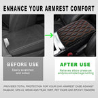 Car Center Console Cushion Pad, 12.48×7.40 Inches Waterproof Car Armrest Seat Box Cover, Comfortable PU Leather Vehicle Armrest Cover Protector, Car Decor Interior Accessories (Black＋Orange)