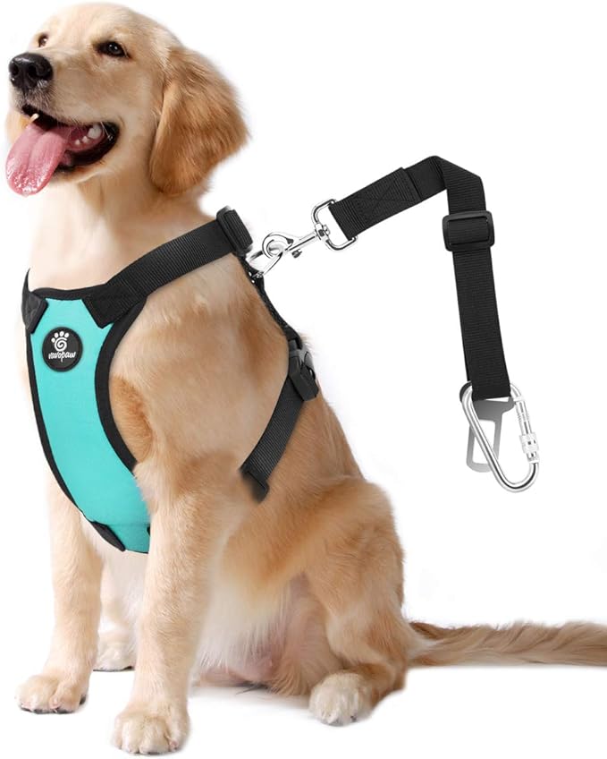 Dog Seat Belt, Safety Vest Dog Car Harness with Adjustable Buckle Dog Seat-Belt for Vehicle Nylon Pet Safety Seats Belts Heavy Duty(XL, Blue)
