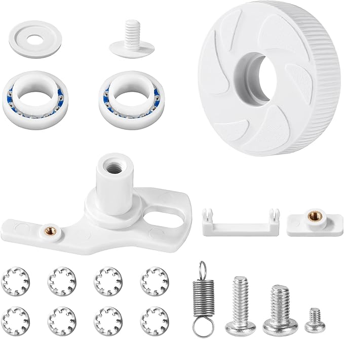 Pool Cleaner Idler Wheel Replacement Kit Part for Polaris 280 180, ABS Metal White Ball Bearing with Tire C16 C36 Swing Shaft Components C36 Wheel Washer Swing Axis