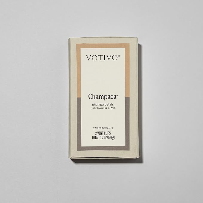 Votivo Champaca Car Fragrance 2-Pack | Auto Vent Clip Car Fresheners | Patchouli Scent for Vehicle | Provides Long Lasting Premium Scent for Auto