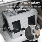 Extra Extra Large Cat Carrier Soft Sided, Portable Small Dog Carrier for 2 Cats, 24"x16.5"x16" Car Travel Folding Comfortable Design with Litter Box and Bowls, Grey+ Litter Box+ Bowl*2