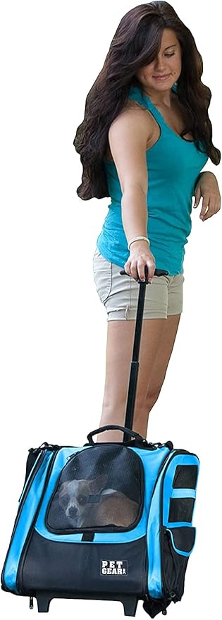 Pet Gear I-GO2 Roller Backpack, Travel Carrier, Car Seat for Cats/Dogs, Mesh Ventilation, Included Tether, Telescoping Handle, Storage Pouch, 1 Model, Available in 5 Colors