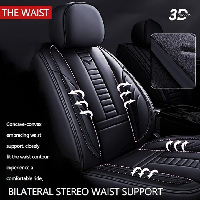 for Chevy Equinox Seat Covers 2005-2026, Full Coverage Customized Car Seat Covers, Premium Leather Waterproof Stain-Resistant Easy to Install (Standard 2 Seats, Black)