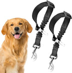 SunGrow Elastic Nylon Dog Seat Belt, 24” - 36”, Adjustable Black Harness, Elastic Tether with Metal Buckles, 2 Pcs per Pack
