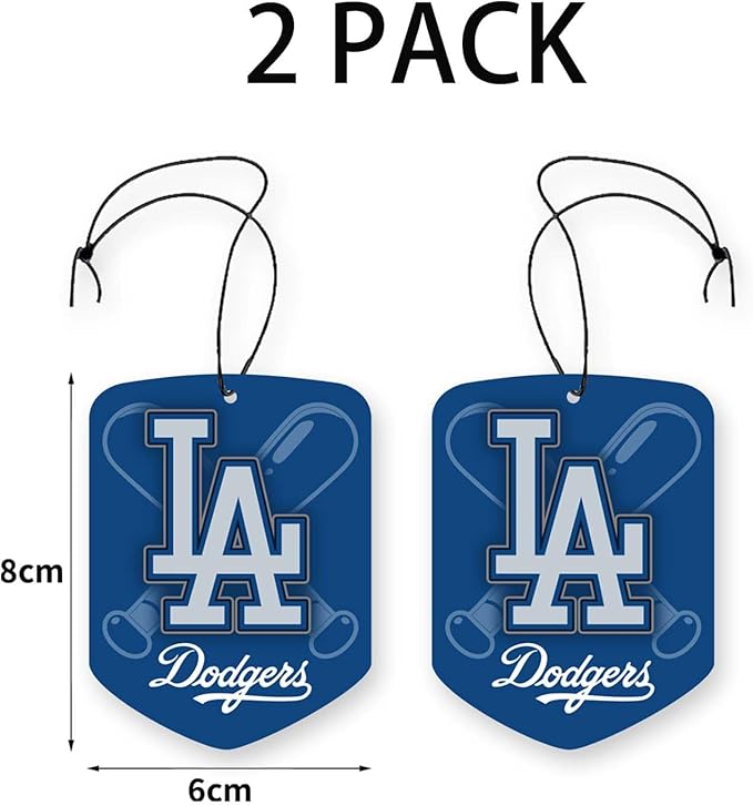 ‌MLB Los Angeles Dodgers Car Air Freshener - Team Logo Scented Hanging Air Freshener, Blue Shield Design with "LA Dodgers" Logo, Sports Fan Auto Fragrance for Cars, Trucks, Home (2 Pack)