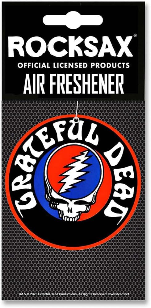 Rocksax Grateful Dead Steal Your Face Hanging Air Freshener – Long-Lasting Vanilla Car Air Freshener for Home & Office – Double-Sided Print Rock Band Memorabilia Car Fresheners