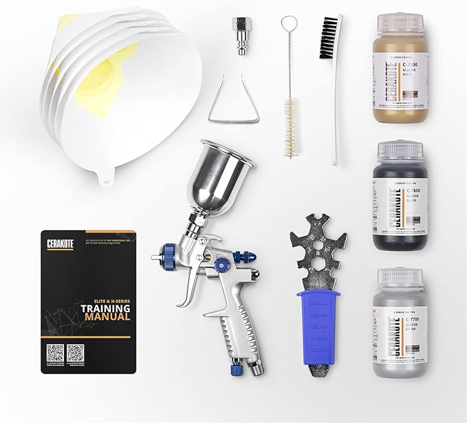CERAKOTE® Glacier Gold/Black/Silver Coating Kit (C-7600, C-7700, C-7800 4 oz. Each) - Everything Needed to Spray Cerakote - Air Cure - Durable, High Temp Performance Ceramic Coating (1800°F Rating)
