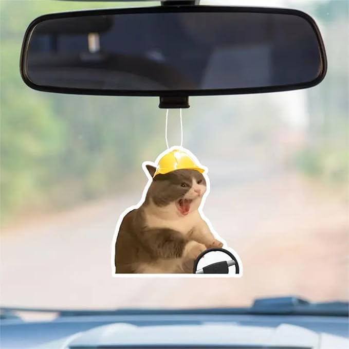 Rawan 4 Pack Car Air Freshener Cat, Accessories Cute for Women Girls And men Car, Funny Decor Hanging Fresheners Car Interior Room Decorations, for Christmas Gift (A, 2 Scent)
