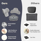 Coverado Car Seat Cushion and Lumbar Support with Headrest Pillow Memory Foam Ergonomic Back Support Driving Seat Cushion Neck Head Pillow, Back Pain Relief, Cushion for Car Driver Office