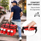 CIVJET Insulated Food Delivery Bag with 4 Cup Holders, XXX-Large Insulated Grocery Bags Keep Food Hot/Cold, Cooler Bags with Drink Carrier, Food Carrier Catering Bag, Commercial Food Warmers, Red