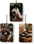 Modern Trendy Black Woman Car Air Freshener 3 Pcs, African American Feminist Music Disc Air Freshener Hanging Decor for Cars Closet Drawer Books Accessories Gifts