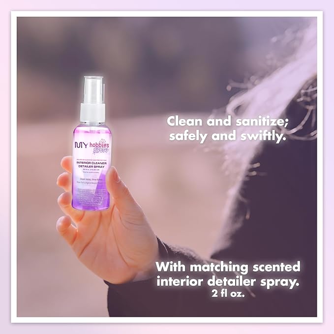 Fresh Cars Bundle: Scent Bomb 1 oz Mango Tropical Car Scent, Little Trees Car Coconut Air Freshener, My Hobbies Gifts 2 oz Interior Detailer and Lint-Free Microfiber Cleaning Cloth