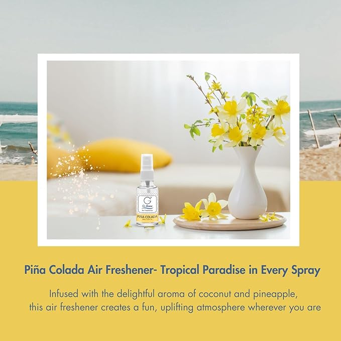 G's Breeze Piña Colada Air Freshener - Tropical Coconut & Pineapple Scent - Long Lasting Fragrance, Uplifting Aroma - Ideal for Home, Office & More - For a Fun, Refreshing & Inviting Atmosphere