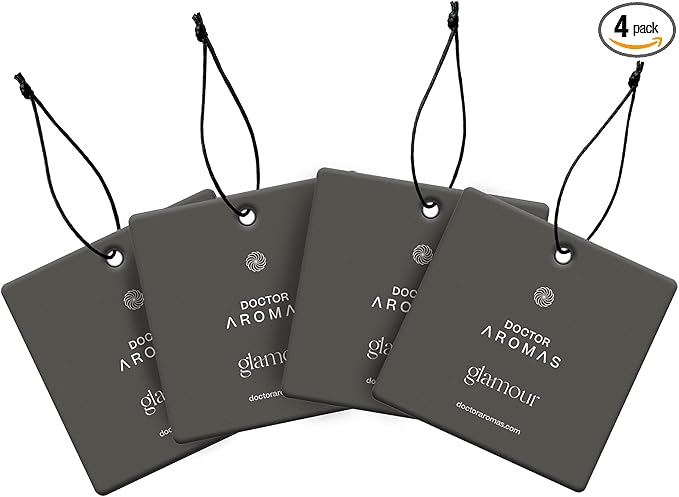 Doctor Aromas Hanging Long-Lasting Fresh Car, Vehicle or Auto Perfume and Air Freshener Fragrance Diffuser, Odor and Smell Eliminator Automobile Hanging Diffuser 4 Pack- Jasmine (Glamour)