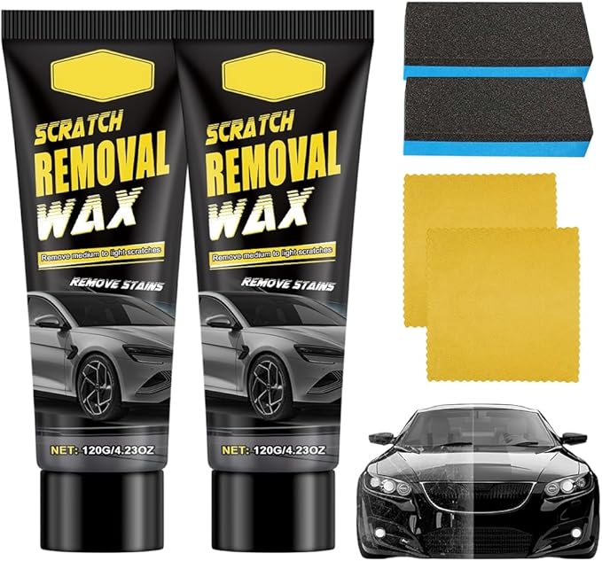 Car Scratch Removal Wax, Remove Medium and Light Scratches, Upgrade Scratch Repair Polishing Wax, Professional Car Scratch Remover Paste with Towel & Sponge (2 Sets)