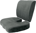 Bookishbunny 2pc Memory Foam Seat Chair Waist Lumbar Back Support Cushion Pillow Car Office Home (Gray)