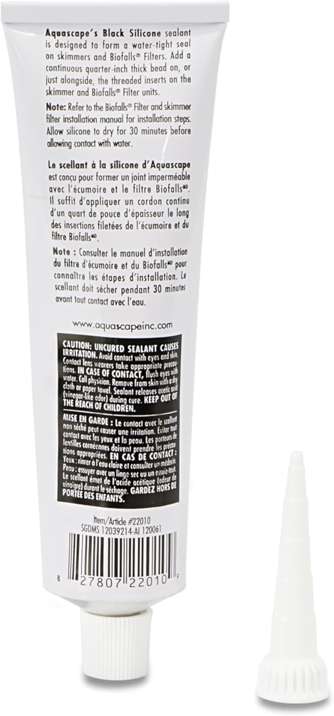 Aquascape Black Silicone Sealant – Fish-Safe Waterproof Silicone for Ponds, Aquariums, Terrariums, and Home Repairs, 4.7 oz Tube, 22010